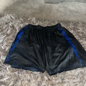Black and Blue Athletic Shorts with Elastic Waistband